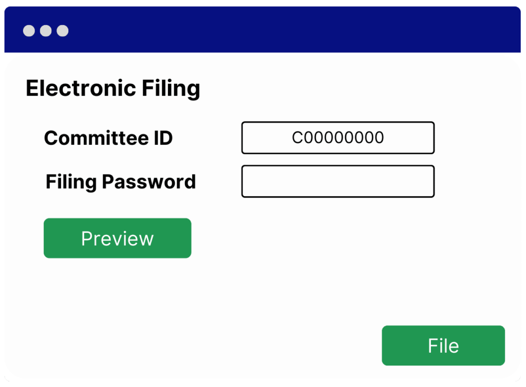 Image depicting a mockup of Campaign Deputy's FEC electronic filing login