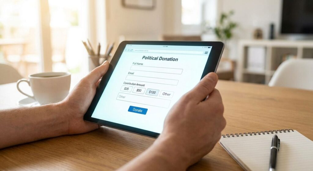 Web forms for political candidate donation pages